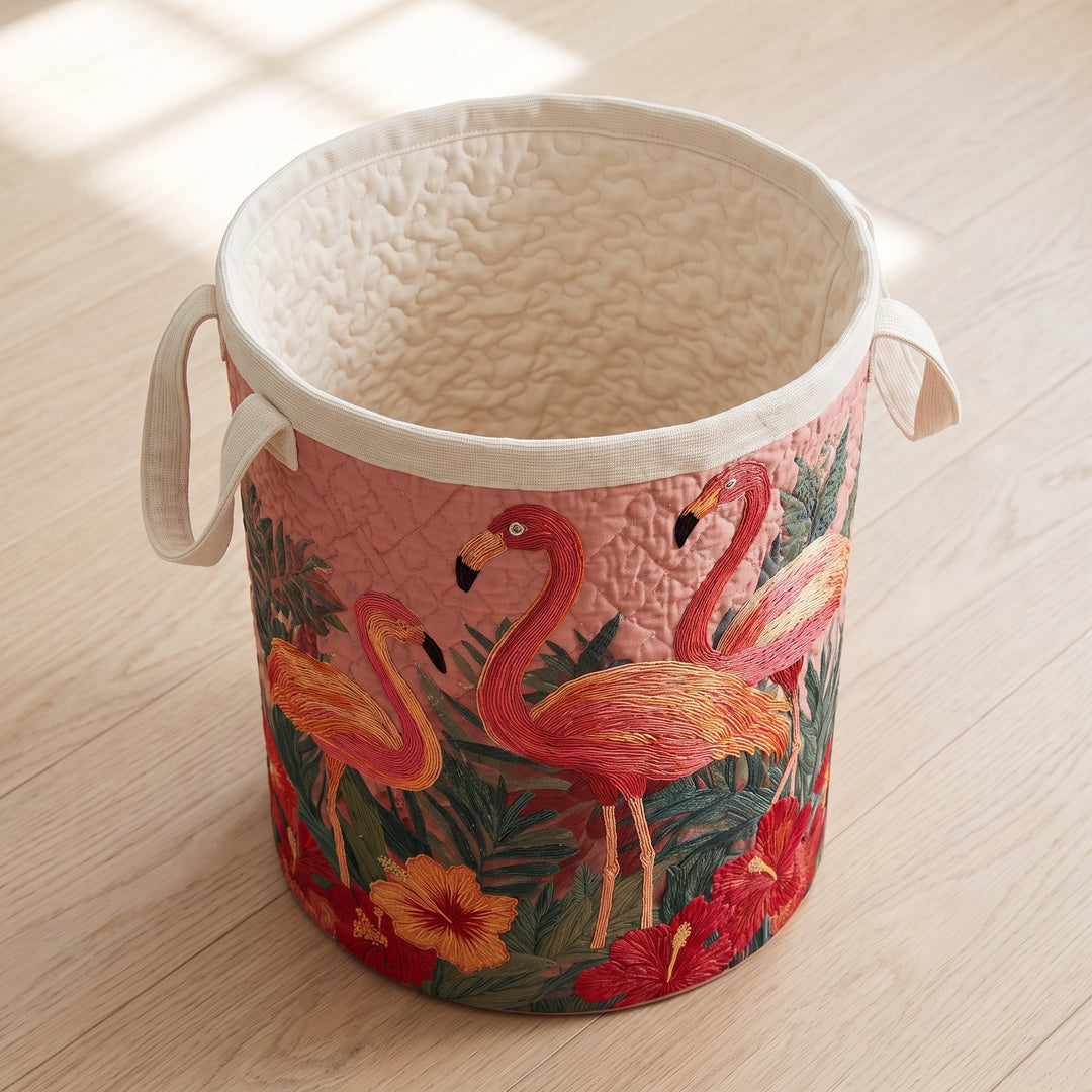 Flamingos in the Sun Quilted Laundry Basket