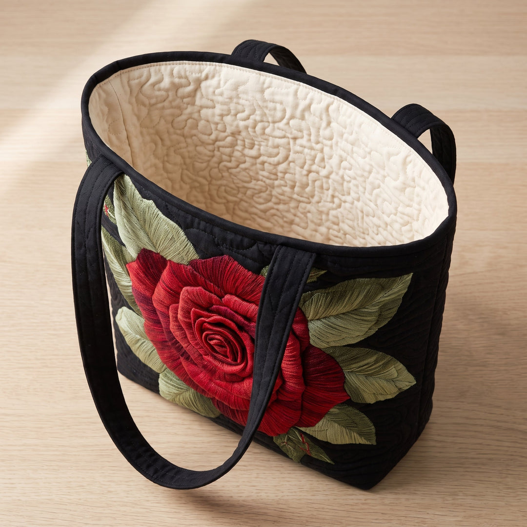 Elegant Rose Quilted Tote Bag