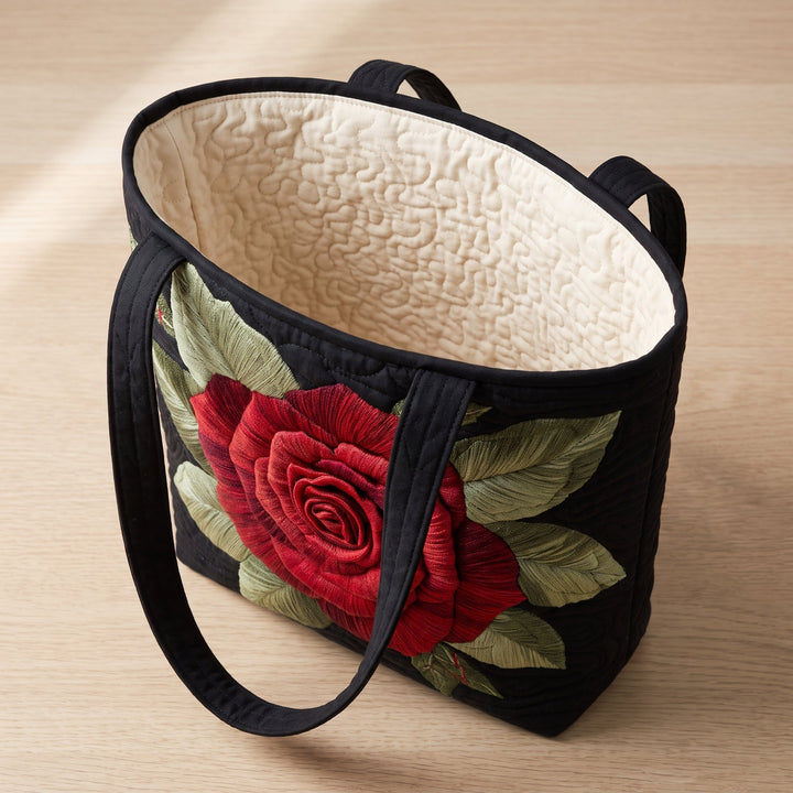 Elegant Rose Quilted Tote Bag