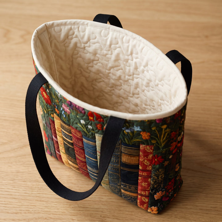 Love Books Quilted Tote Bag