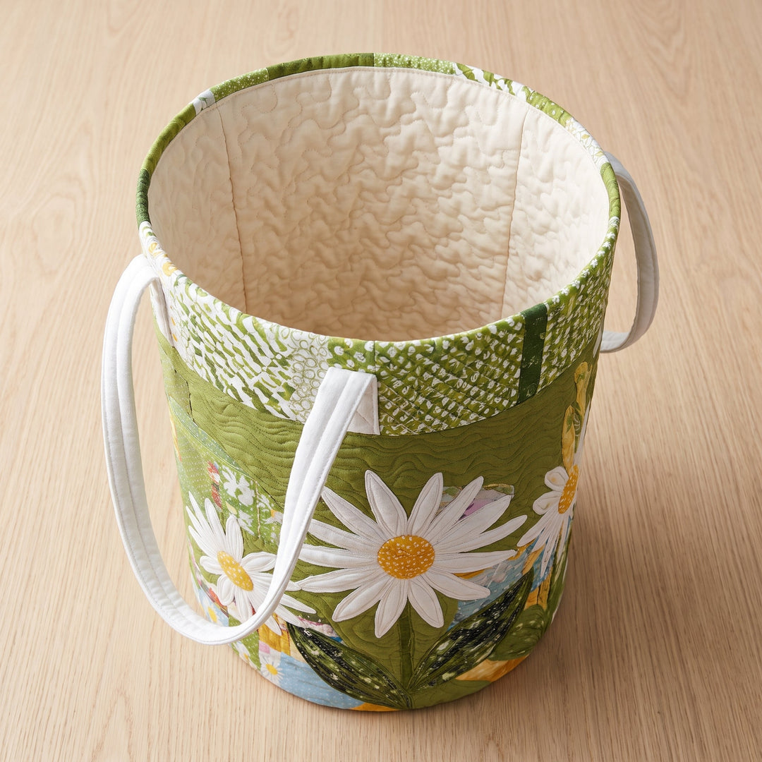 Sunny Stems Quilted Laundry Basket