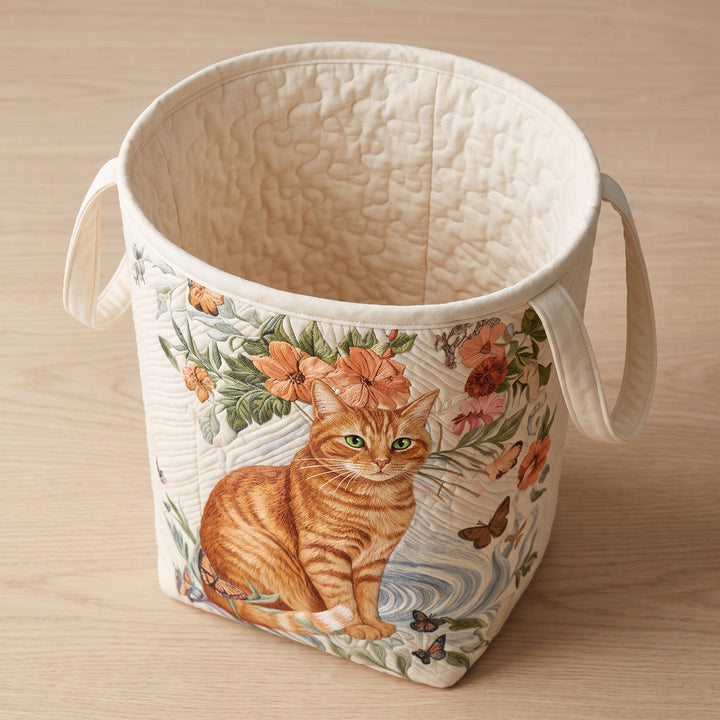 Warm Yellow Quilted Laundry Basket