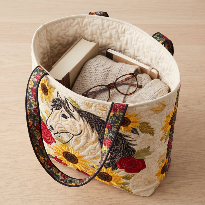 Wild Horse Quilted Tote Bag
