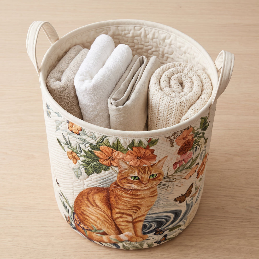 Warm Yellow Quilted Laundry Basket
