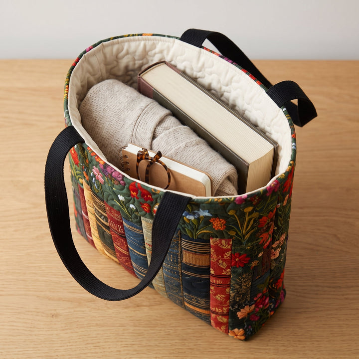 Love Books Quilted Tote Bag