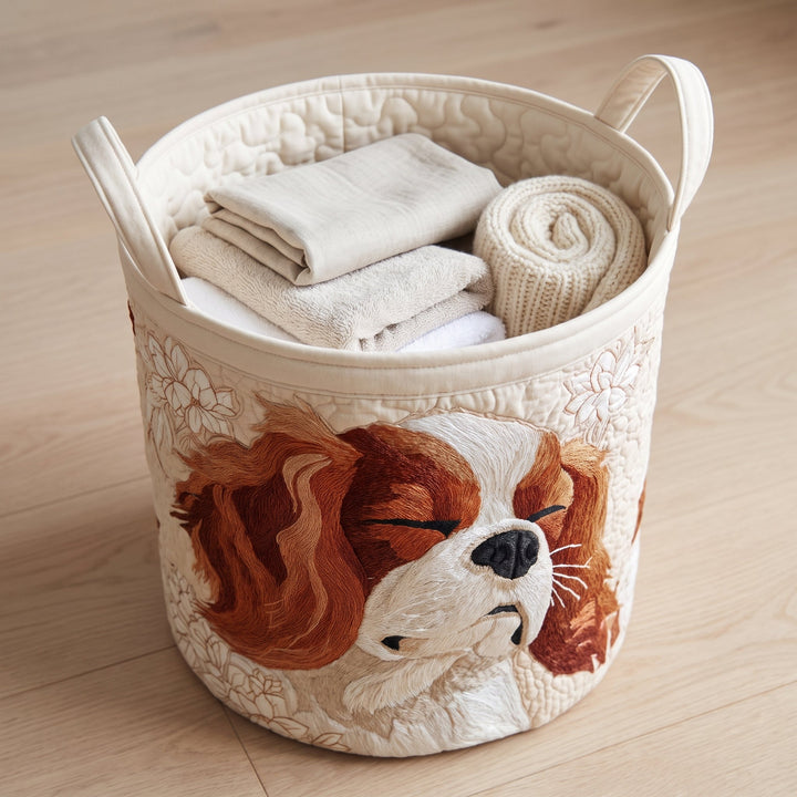Cavalier King Charles Quilted Laundry Basket