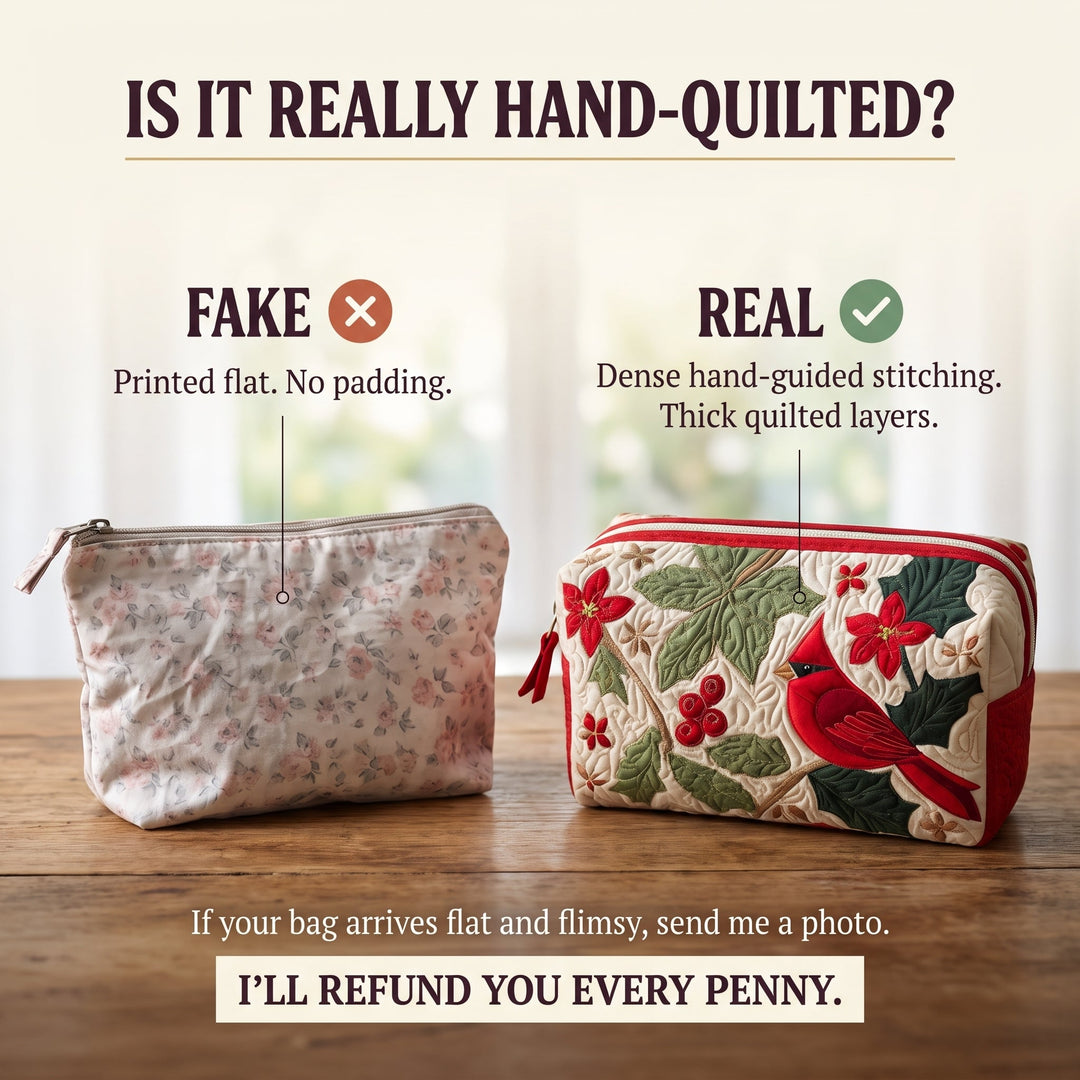 Holly Cardinal Quilted Makeup Bag