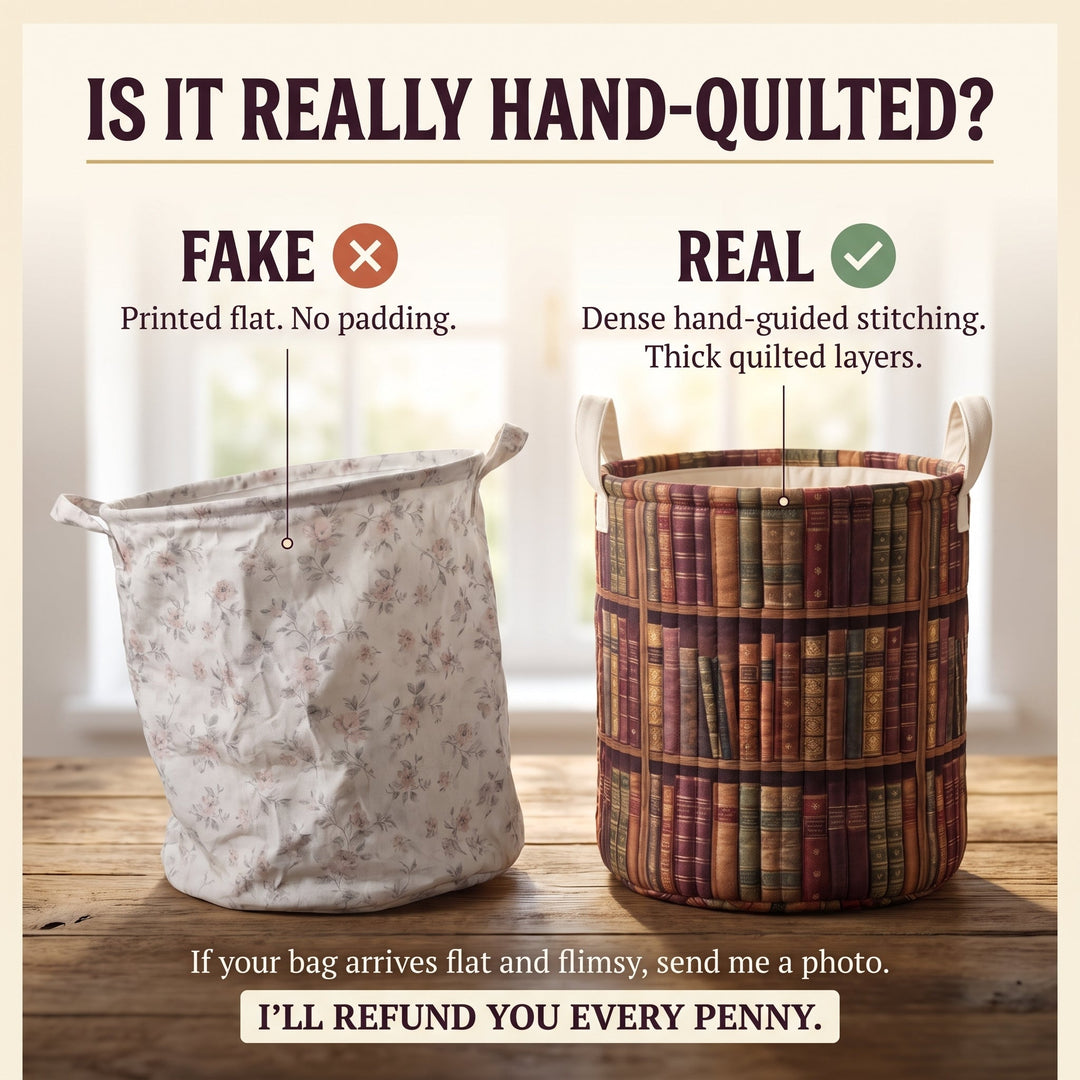 Literary Spirit Quilted Laundry Basket