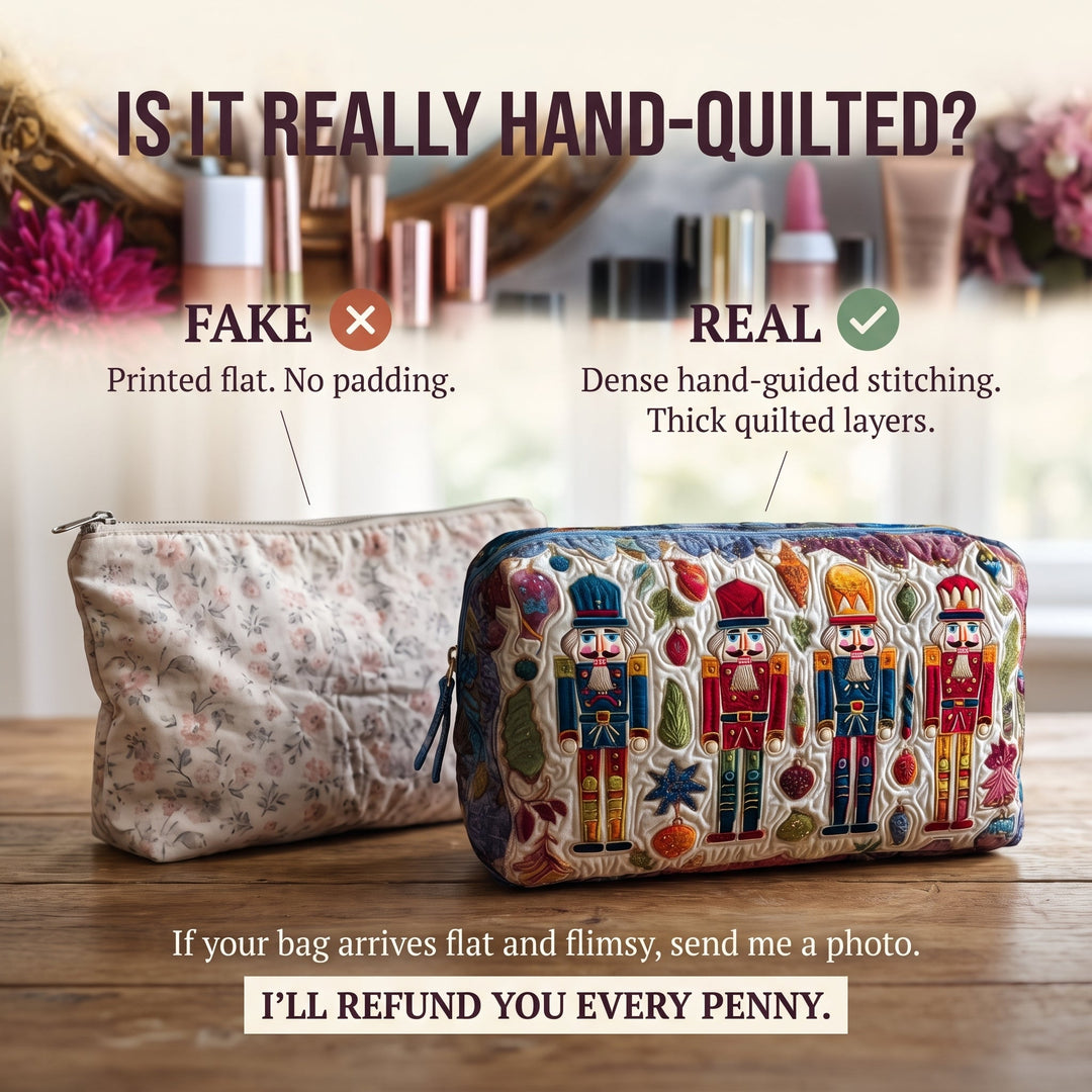 Nutcracker Glow Quilted Makeup Bag