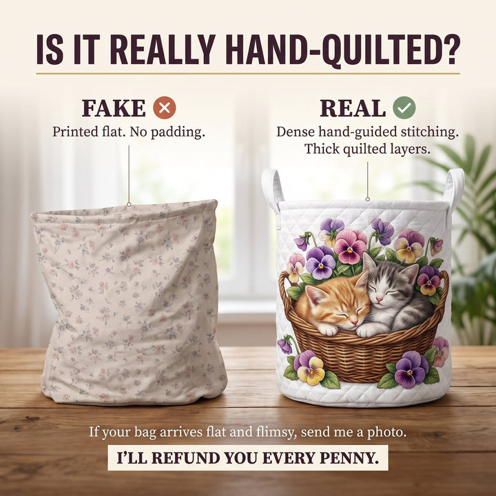 Feline Chaos Quilted Laundry Basket