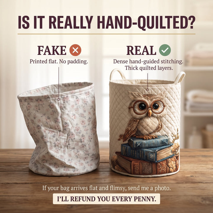 Owl Quilted Laundry Basket