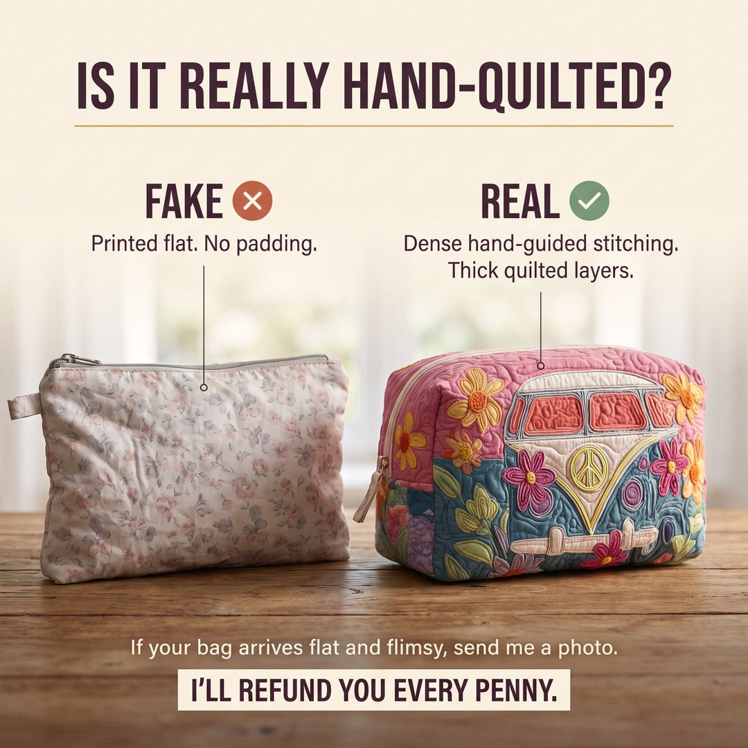 Retro Bloom Journey Quilted Makeup Bag