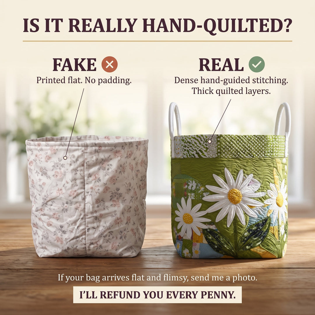 Sunny Stems Quilted Laundry Basket