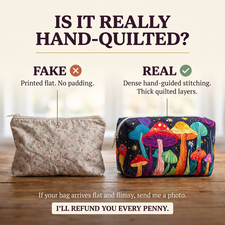 Groovy Shroom Quilted Makeup Bag