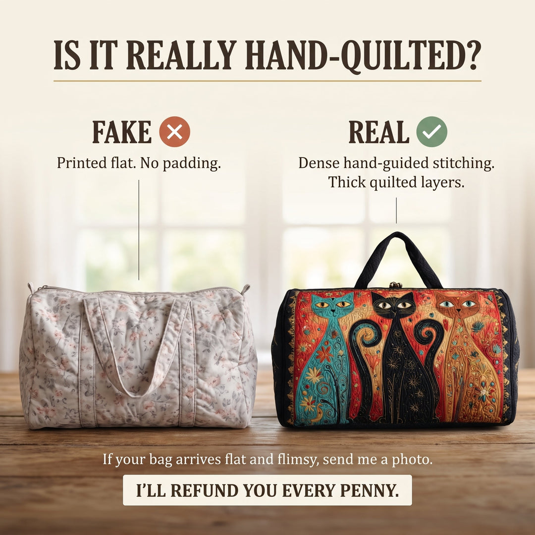 Enchanted Cats Trio Quilted Duffle Bag