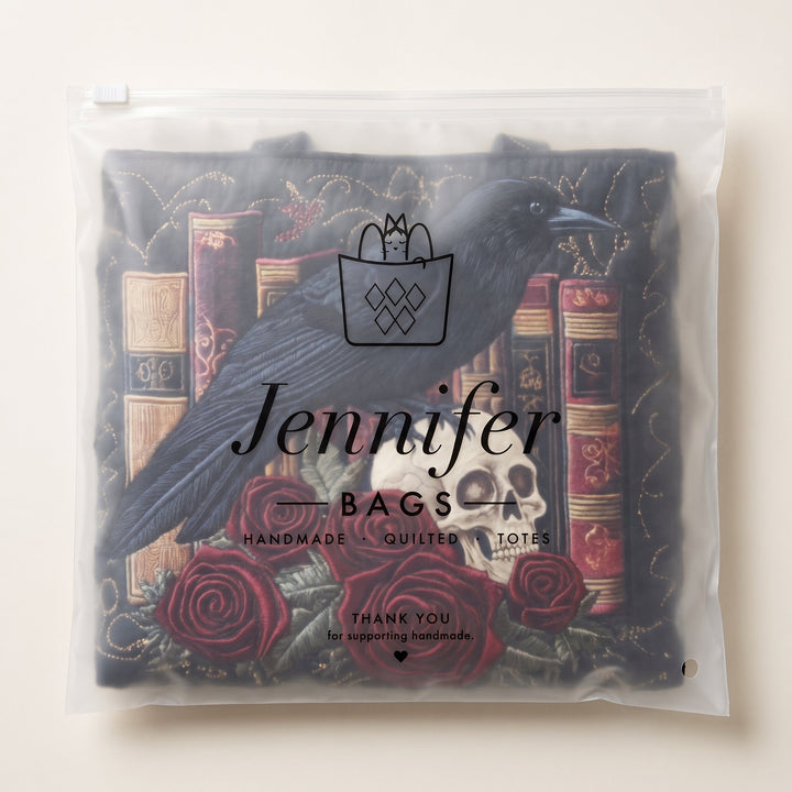 Mystic Raven Book Quilted Tote Bag
