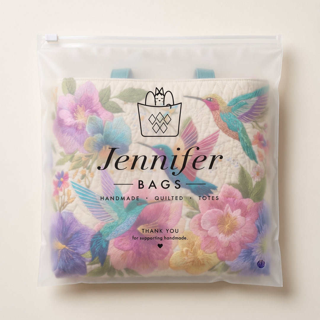 Hummingbird Garden Bloom Quilted Tote Bag