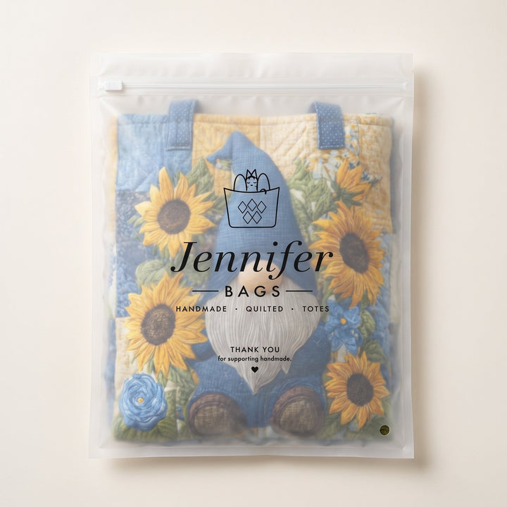 Sunflower Gnome Quilted Tote Bag