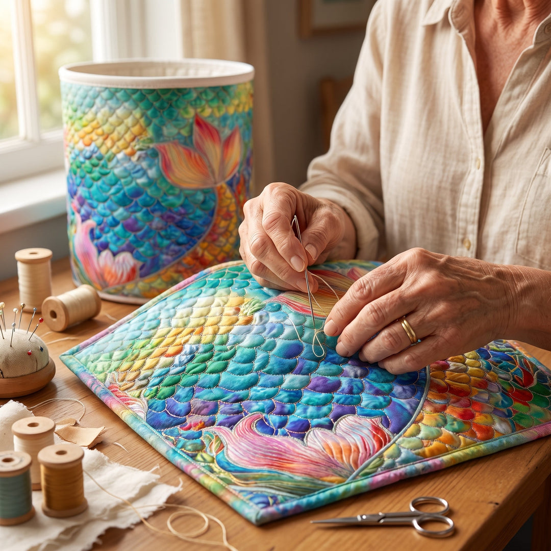 Marine Sparkle Quilted Laundry Basket