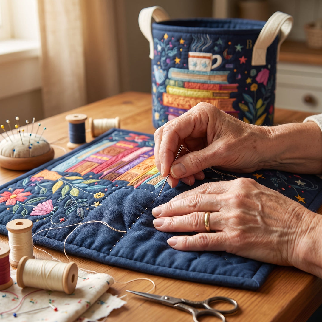 Dreamy Pages Quilted Laundry Basket
