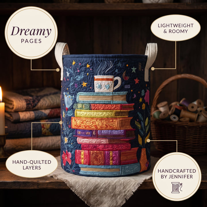 Dreamy Pages Quilted Laundry Basket