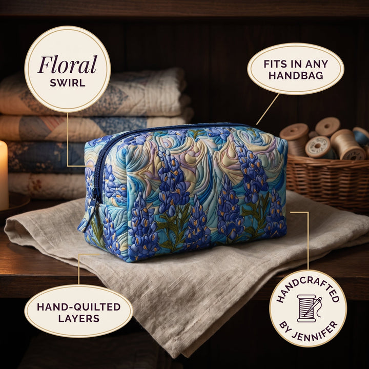 Floral Swirl Quilted Makeup Bag