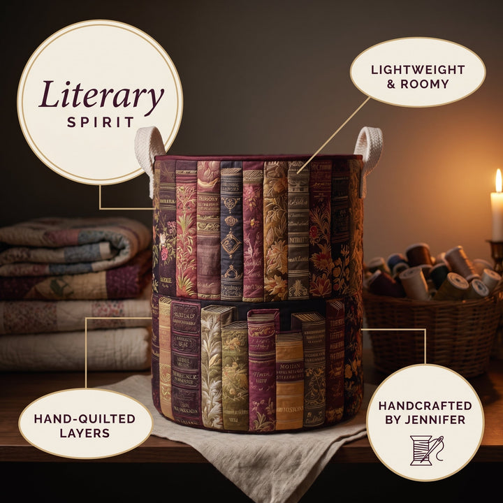 Literary Spirit Quilted Laundry Basket