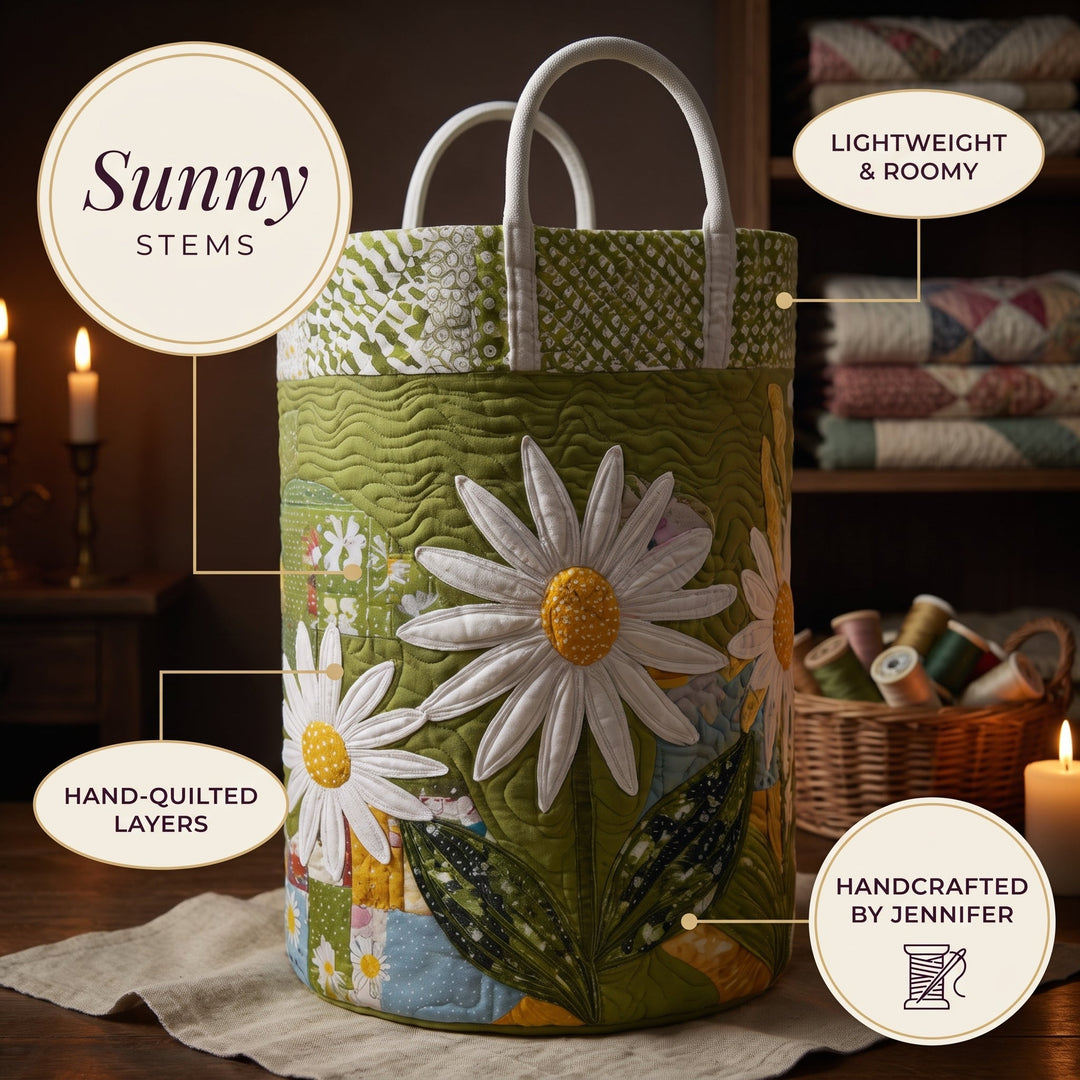 Sunny Stems Quilted Laundry Basket