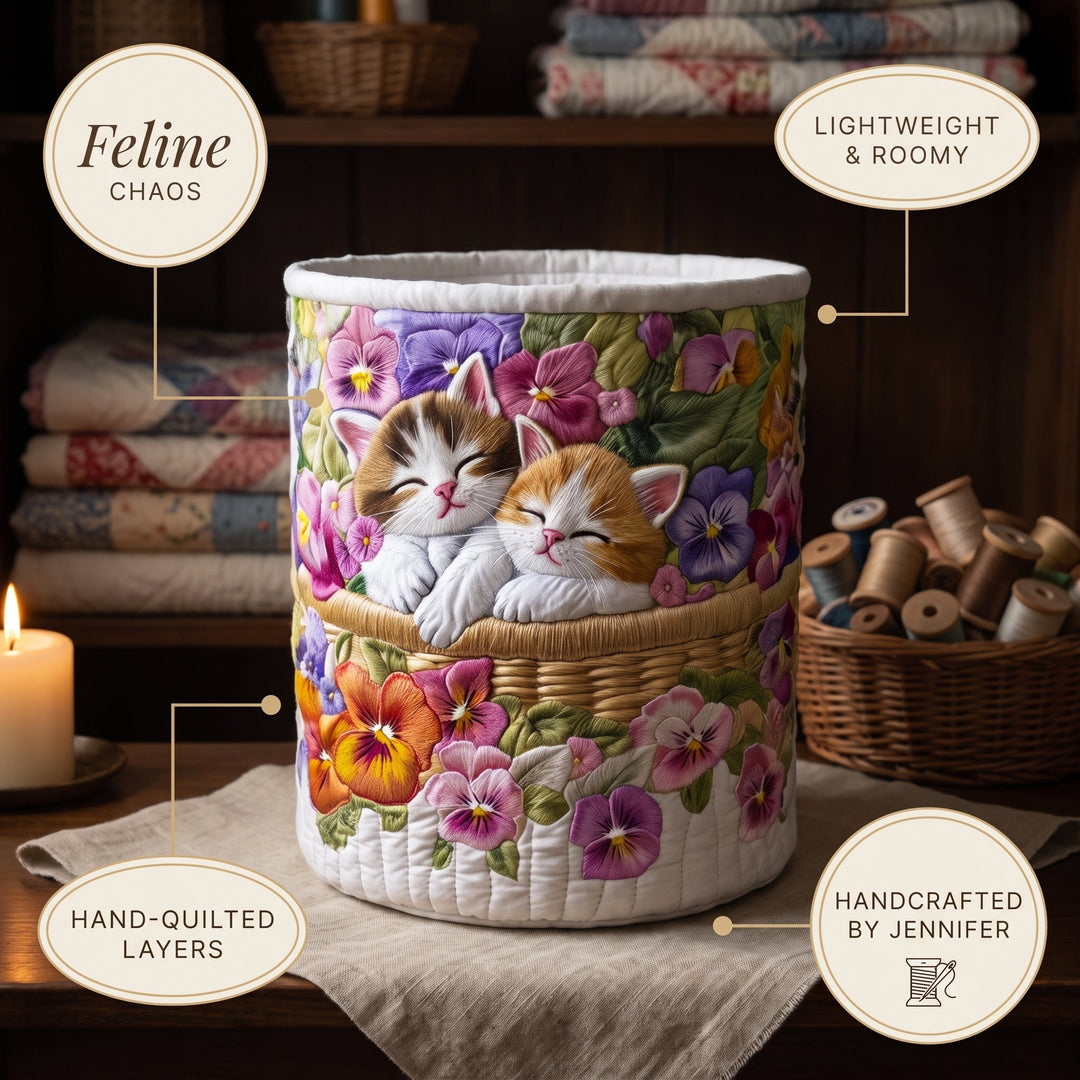 Feline Chaos Quilted Laundry Basket