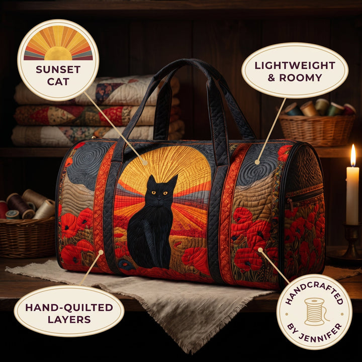Sunset Cat Quilted Duffle Bag