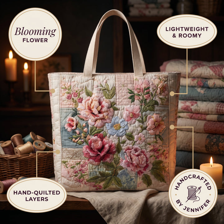 Blooming Flower Quilted Tote Bag