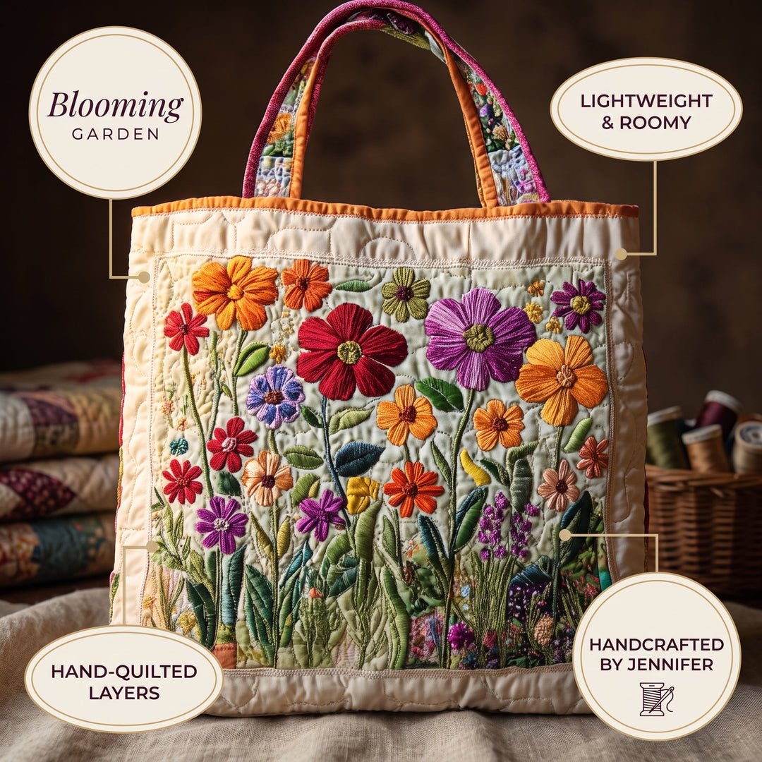 Blooming Garden Quilted Tote Bag
