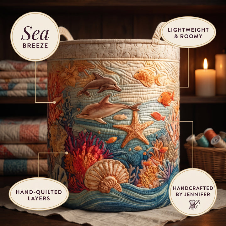 Sea Breeze Quilted Laundry Basket