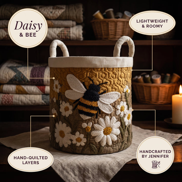 Daisy & Bee Quilted Laundry Basket