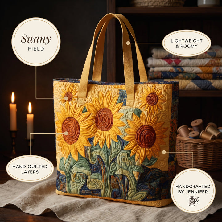 Sunny Field Quilted Tote Bag