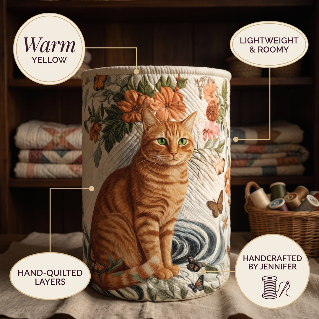 Warm Yellow Quilted Laundry Basket