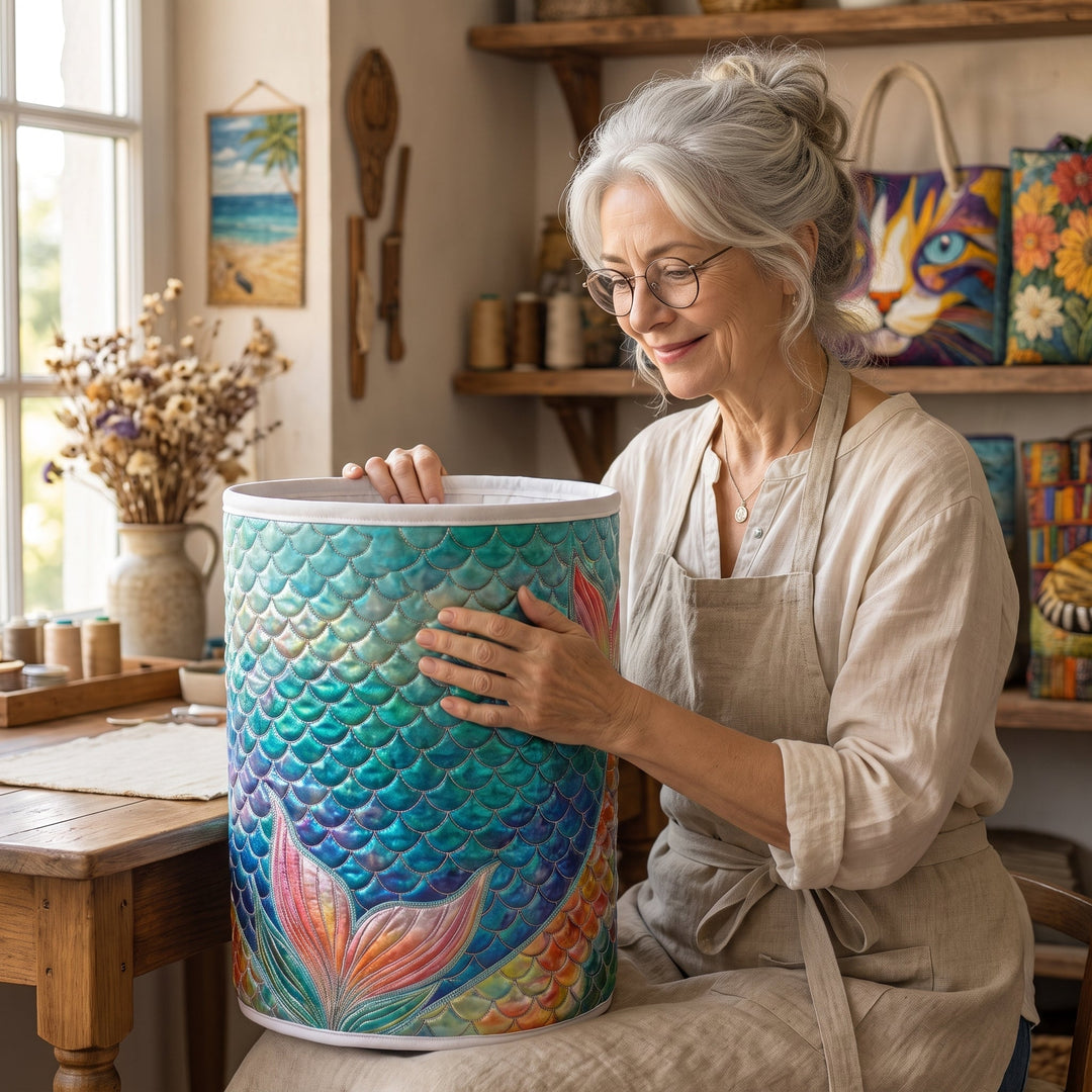 Marine Sparkle Quilted Laundry Basket
