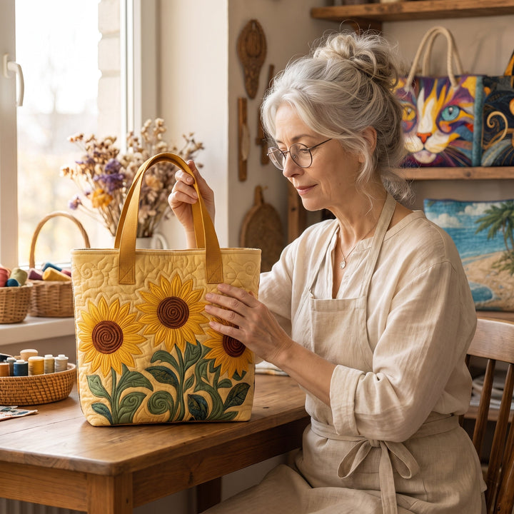 Sunny Field Quilted Tote Bag