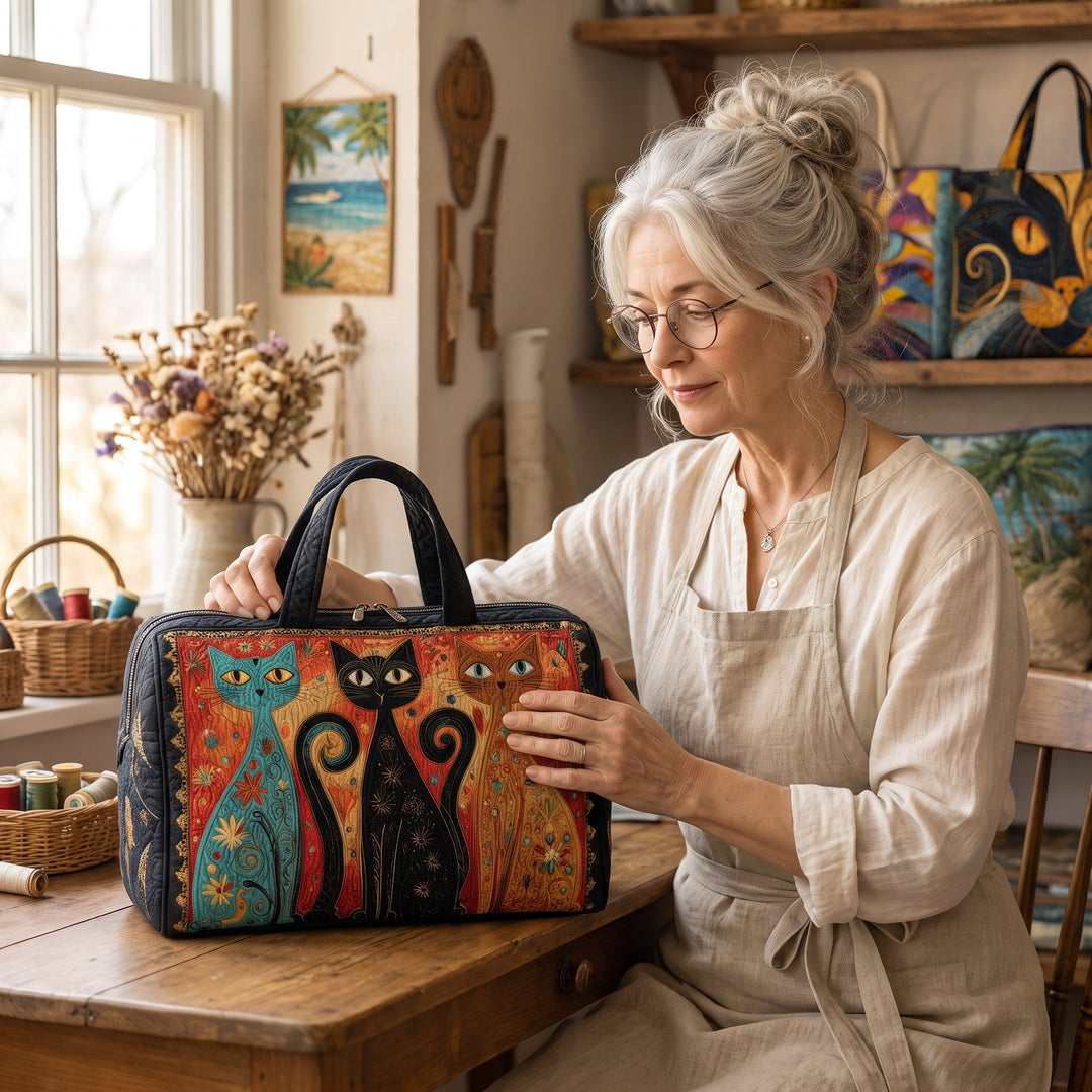 Enchanted Cats Trio Quilted Duffle Bag
