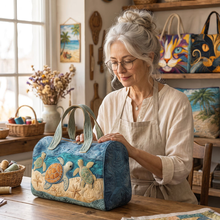 Turtly Cute Quilted Duffle Bag