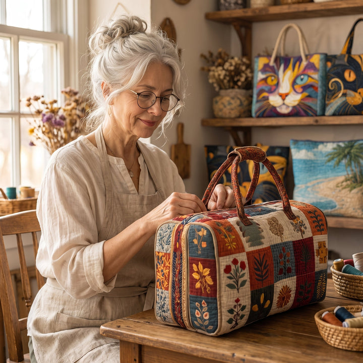 Petal Serenade Quilted Duffle Bag