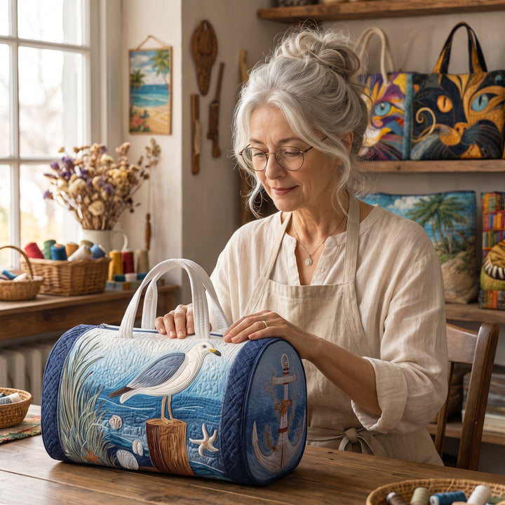 Coastal Gull Quilted Duffle Bag
