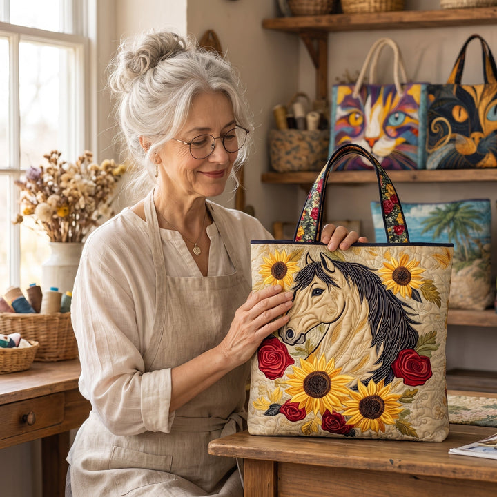 Wild Horse Quilted Tote Bag