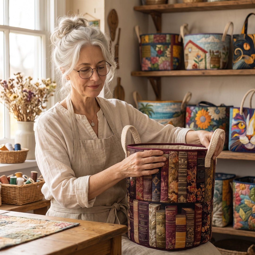 Literary Spirit Quilted Laundry Basket