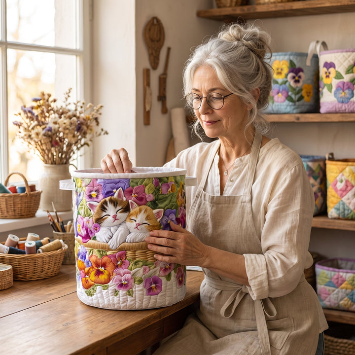 Feline Chaos Quilted Laundry Basket