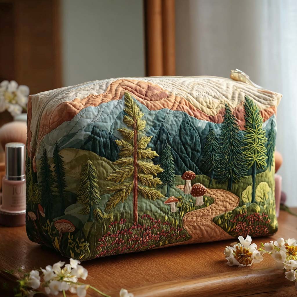 Eternal Forest Quilted Makeup Bag