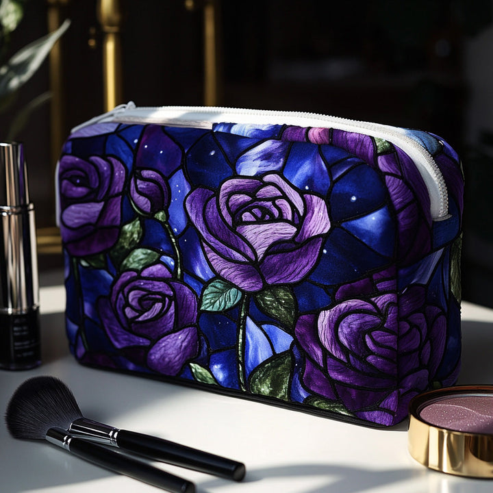 Midnight Rose Quilted Makeup Bag