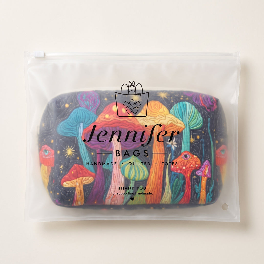 Groovy Shroom Quilted Makeup Bag