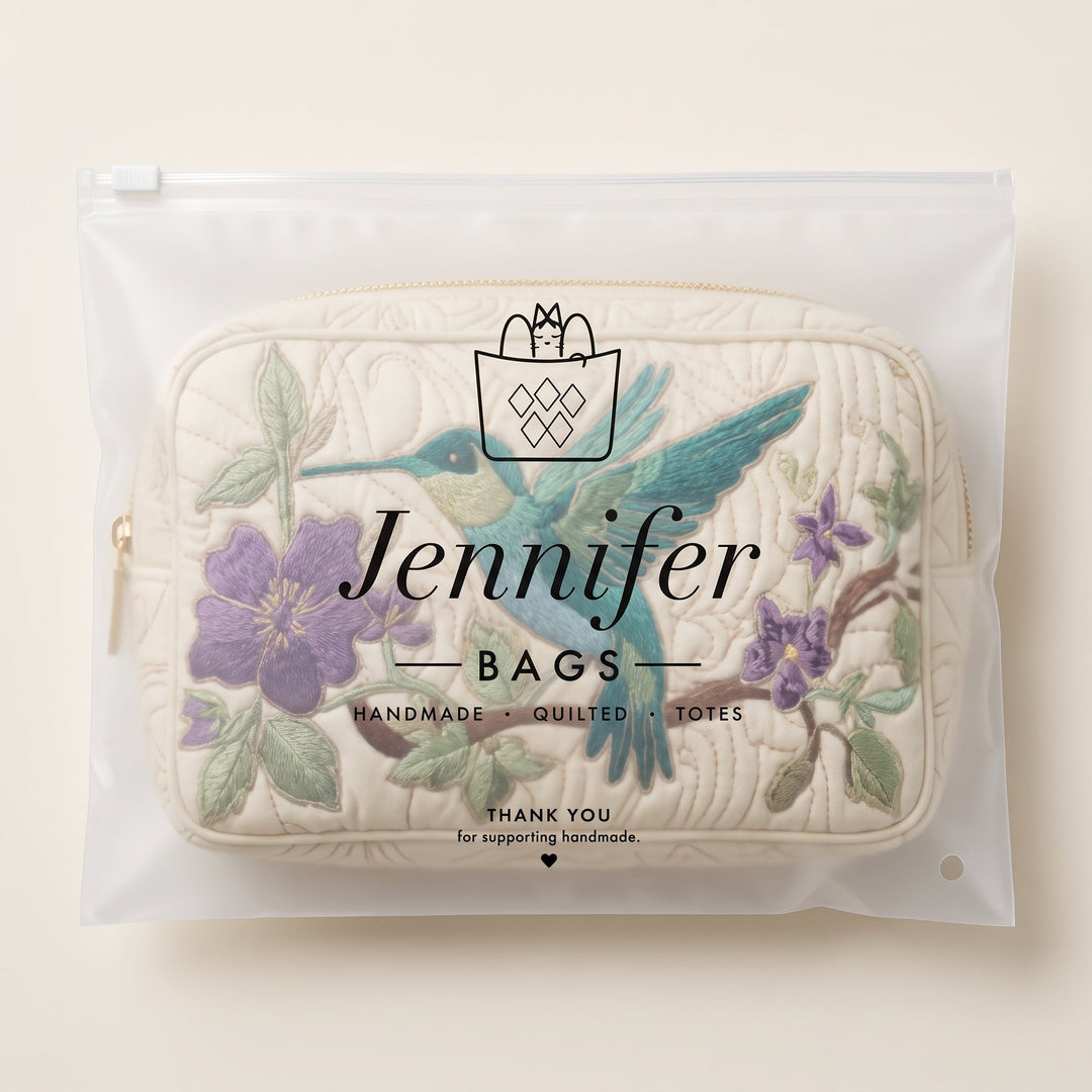 Hummingbird Bloom Quilted Makeup Bag