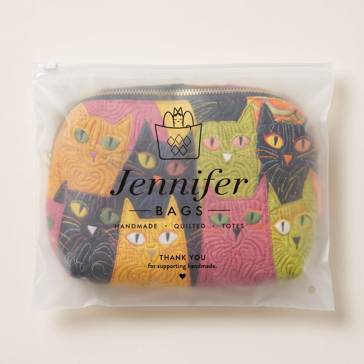 Cat Garden Quilted Makeup Bag